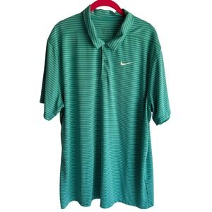 NIKE Dri-Fit Mint Green Striped Mens Golf Polo, XL